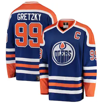 Men's Edmonton Oilers Wayne Gretzky Fanatics Branded Royal Premier Breakaway Retired - Player Jersey
