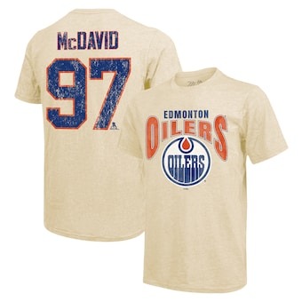 Connor McDavid Edmonton Oilers Majestic Threads Dynasty Name & Number Tri-Blend T-Shirt - Cream