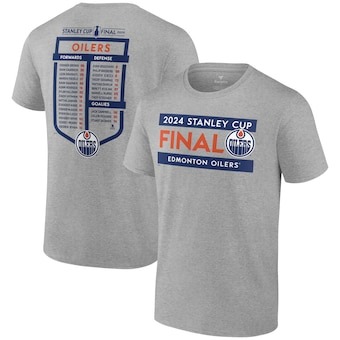 Men's Edmonton Oilers Fanatics Gray 2024 Stanley Cup Final Roster T-Shirt